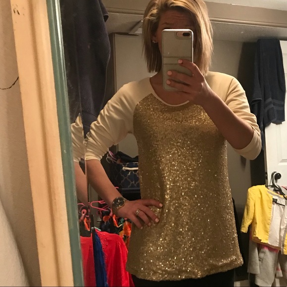 Tops - Sequin baseball tee Tops - Sequin baseball tee